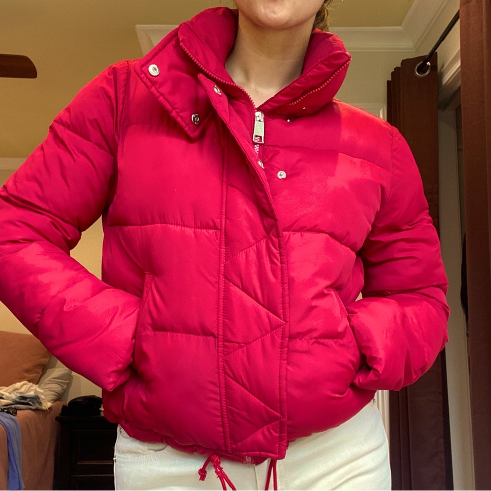 Hollister Red Puffer Jacket Mockneck PufferJacket